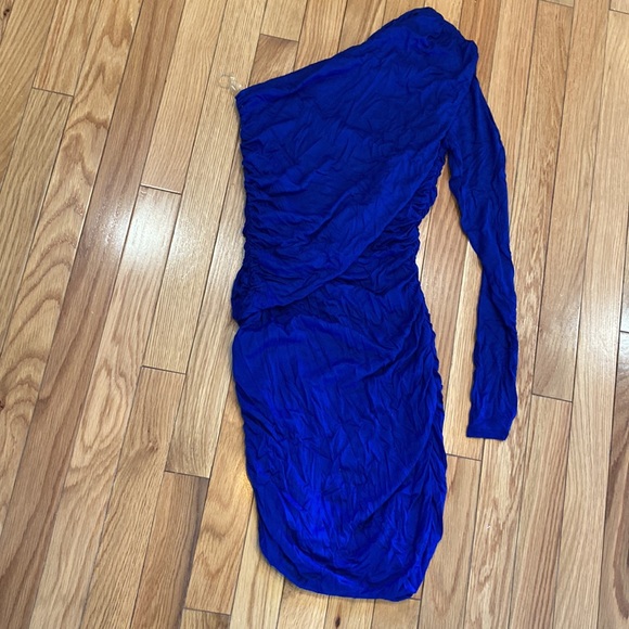 Green envelope los angeles royal blue one shoulder ruched dress XS - Picture 3 of 3